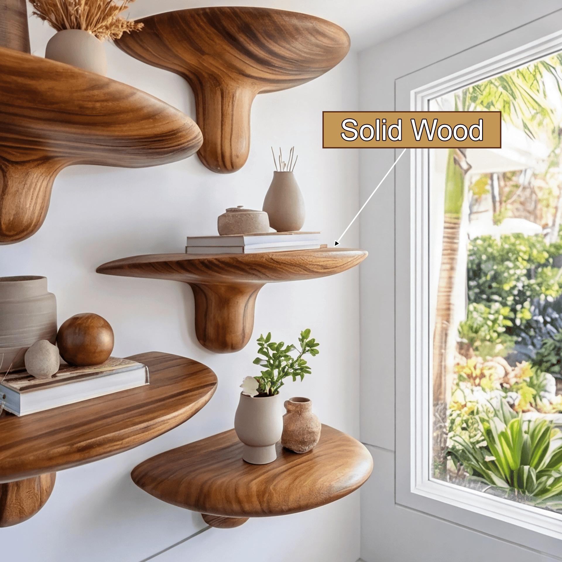 Tavero Mushroom Solid Wood Floating Shelf SPA186347