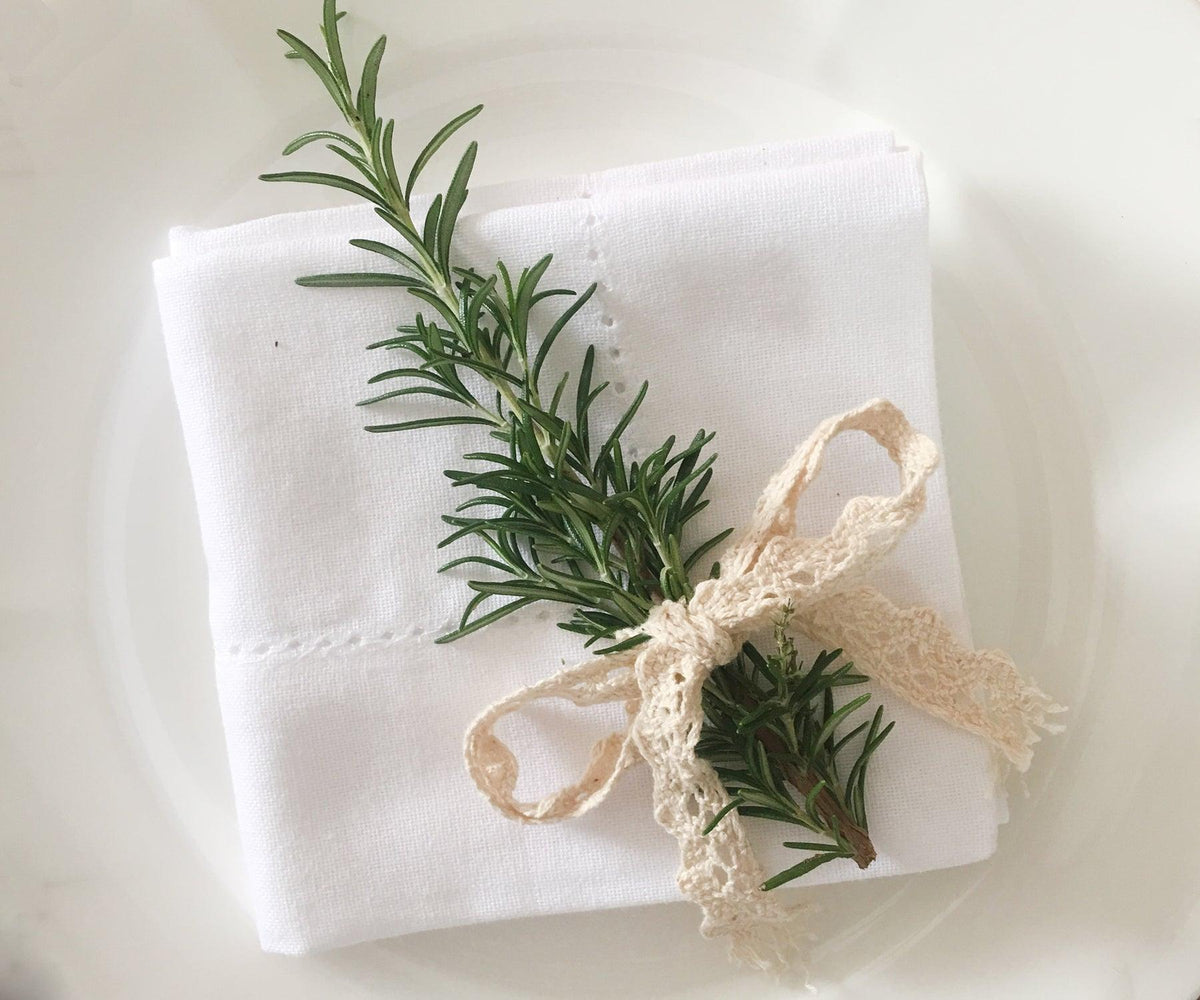 Hemstitch Cocktail Napkins - Set of 12