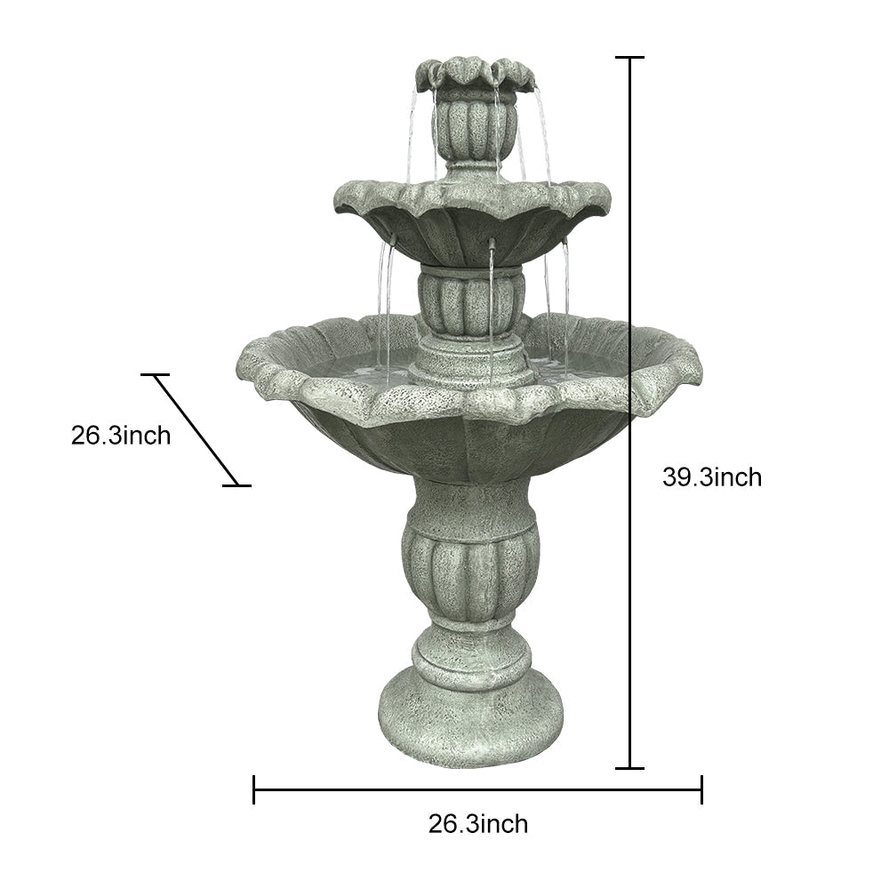 Concrete Lotus Fountain Tiered Outdoor
