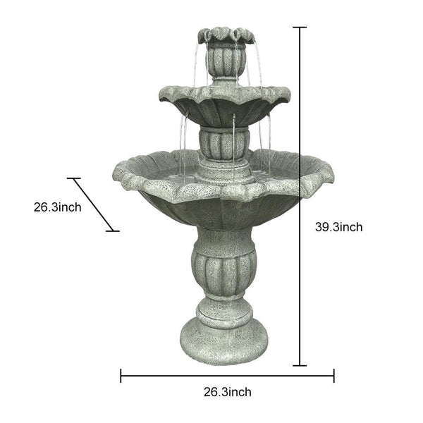 Concrete Lotus Fountain Tiered Outdoor