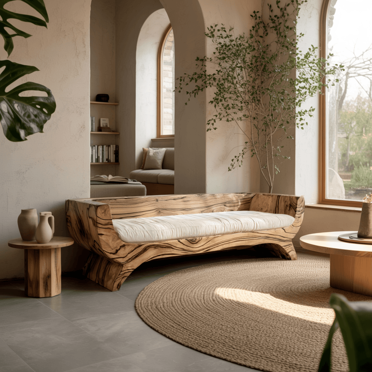 Terran Shore Handcrafted Solid Wood Sofa