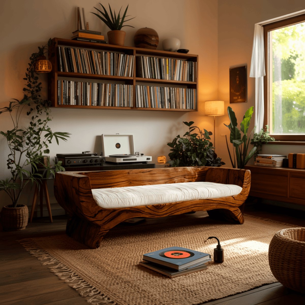 Terran Shore Handcrafted Solid Wood Sofa