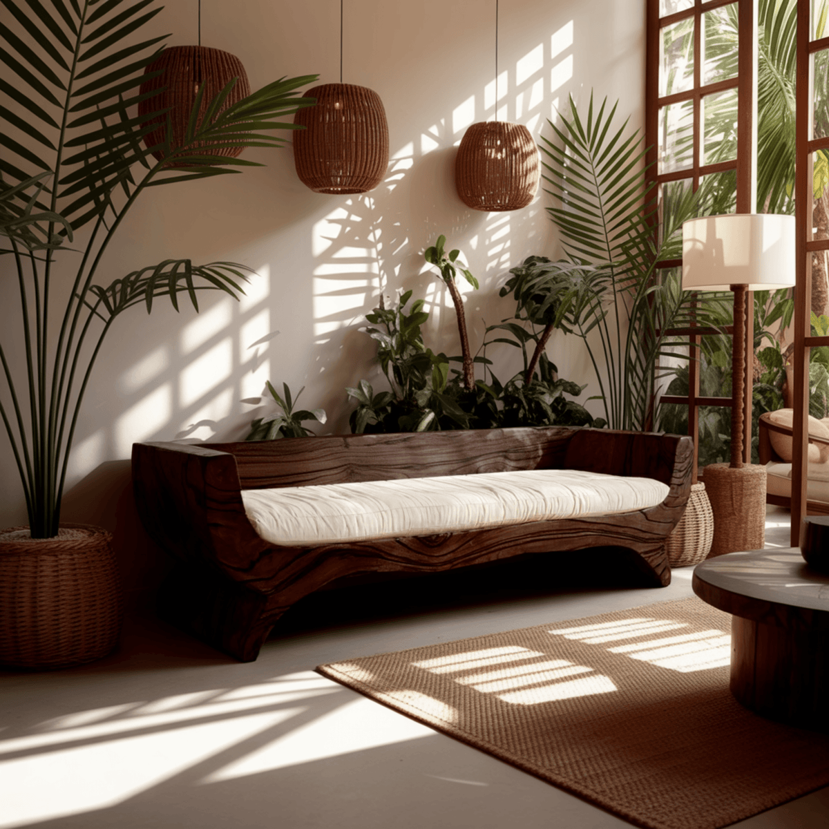 Terran Shore Handcrafted Solid Wood Sofa