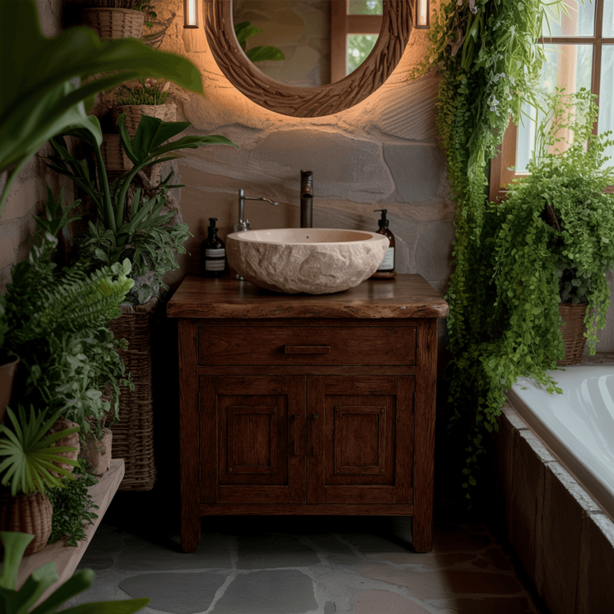 Terranova Natural Wood Freestanding Bathroom Vanity with Cabinet