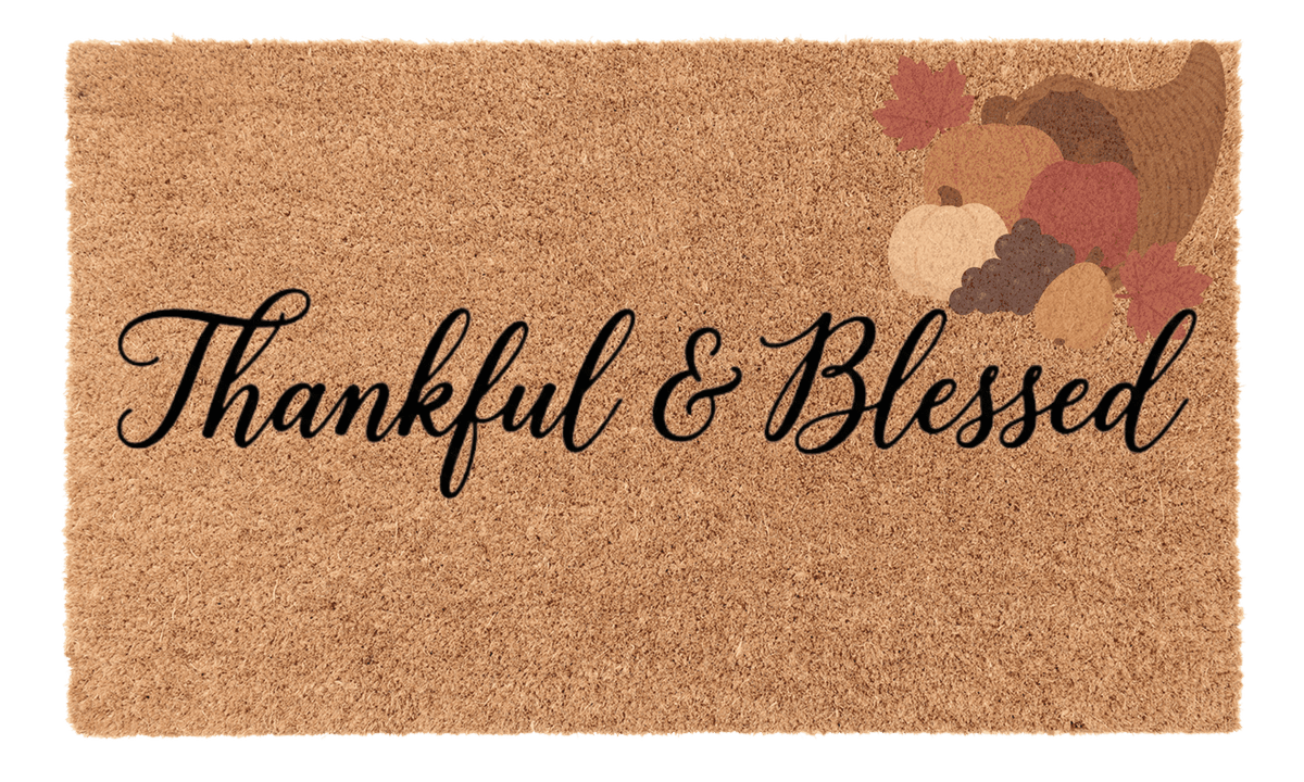 Thankful and Blessed Coir Mat