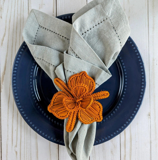 Thanksgiving Orchid Handwoven Iraca Napkin Ring