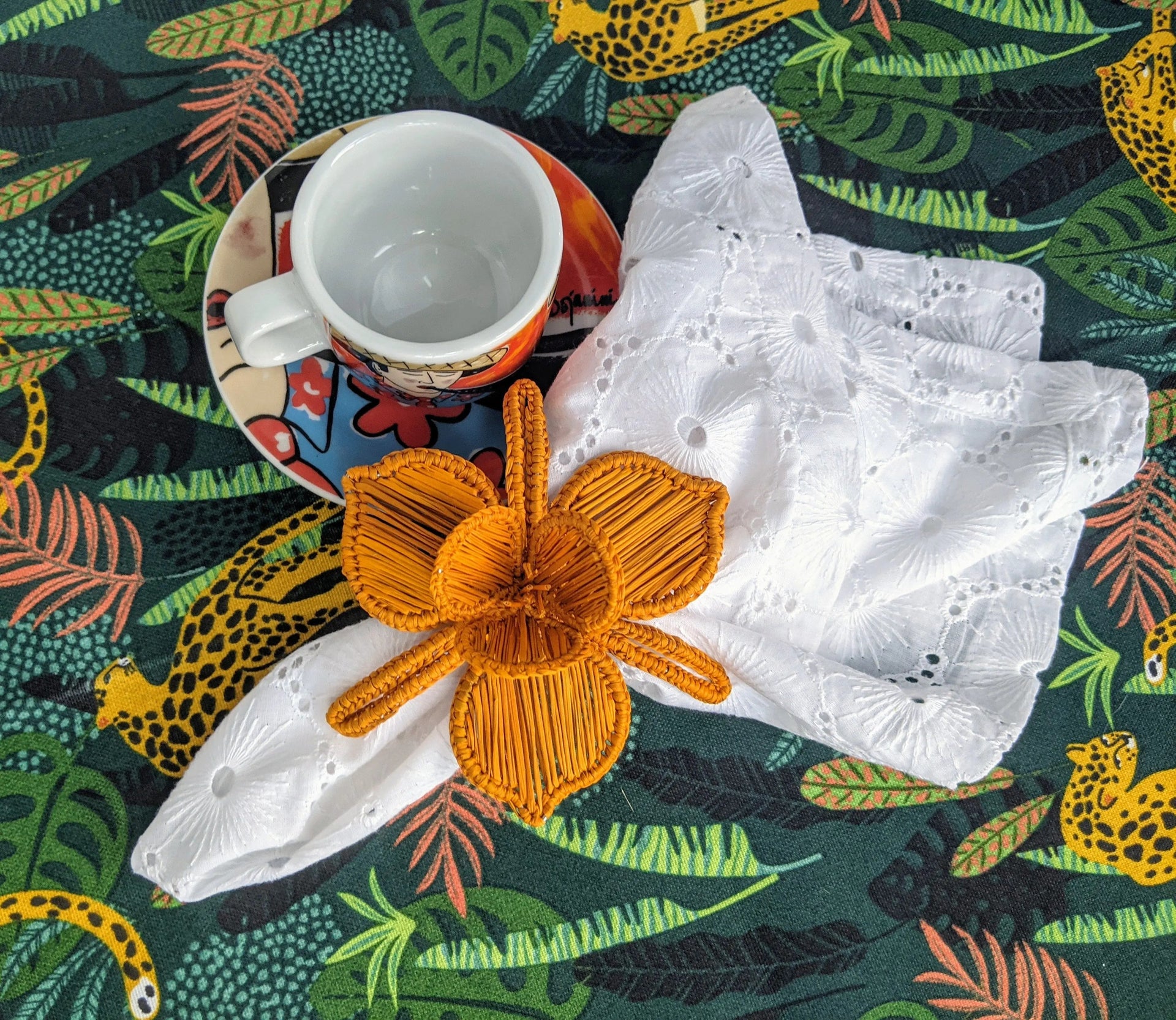 Thanksgiving Orchid Handwoven Iraca Napkin Ring