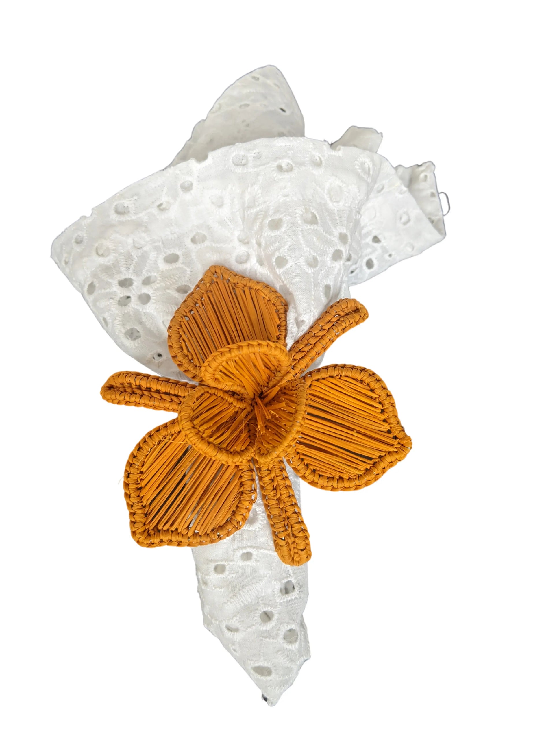 Thanksgiving Orchid Handwoven Iraca Napkin Ring