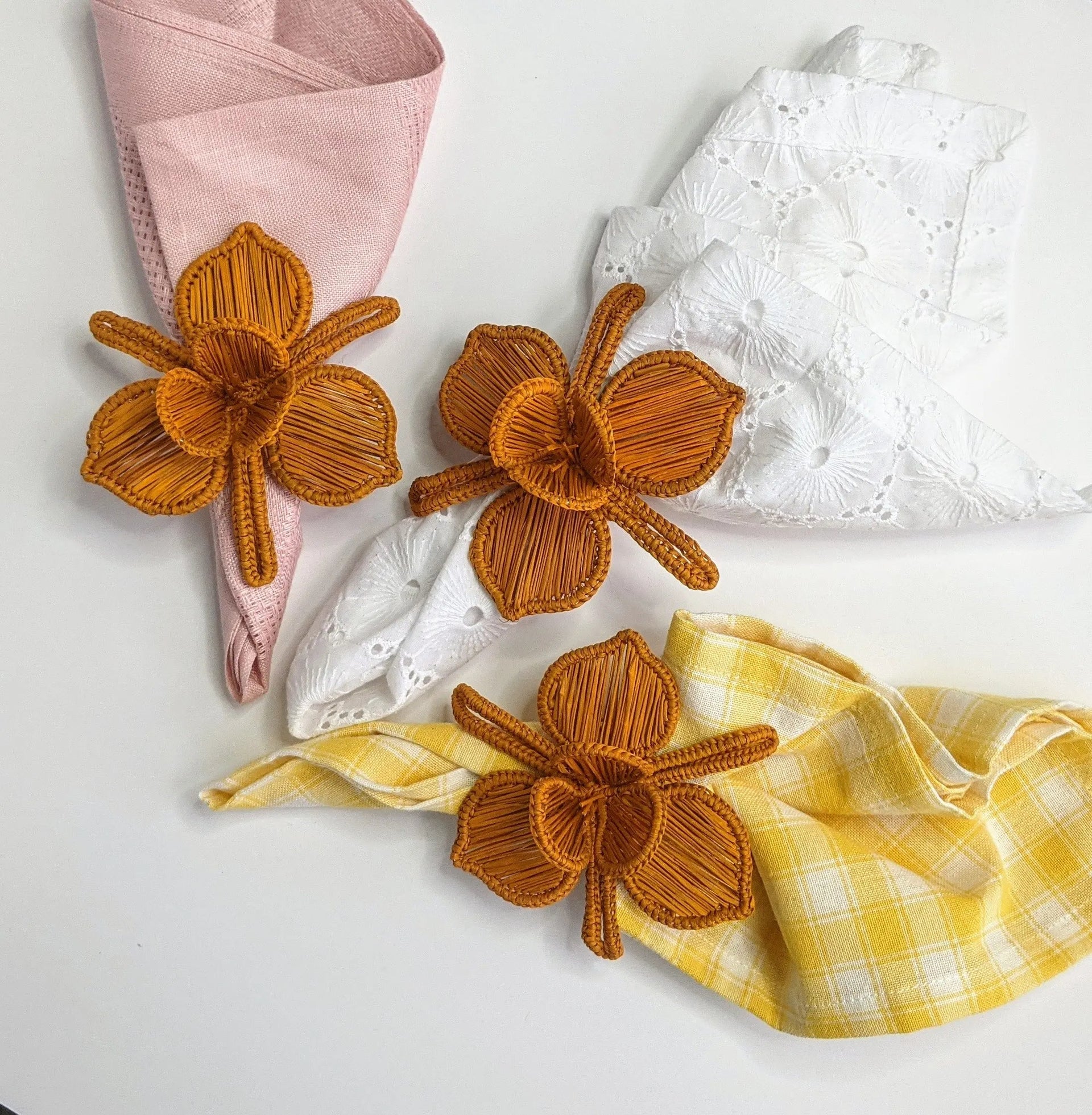 Thanksgiving Orchid Handwoven Iraca Napkin Ring