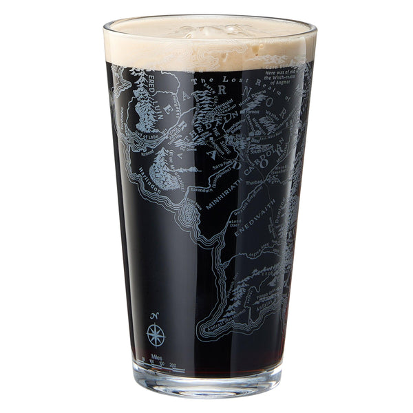 LOTR Middle Earth Map Beer Glass - 15 OZ Middle-Earth Fantasy Glassware Inspired by Lord of The Rings - Unique Novelty Pint Glass Lovers & Fantasy Fans - Durable Housewarming Christmas Gift, Home, Bar
