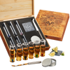 Tequila Shot Glass & Salt Gift Set for Men & Women | Six Agave Shot Glasses, Knife For Limes, One Skull Coaster, One Salt Tin | Skeleton Mahogany Wood Box Package For Tequila, Liquor Lovers