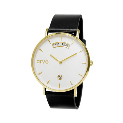 Arvo Awristacrat Watch - Gold - Black Leather Band