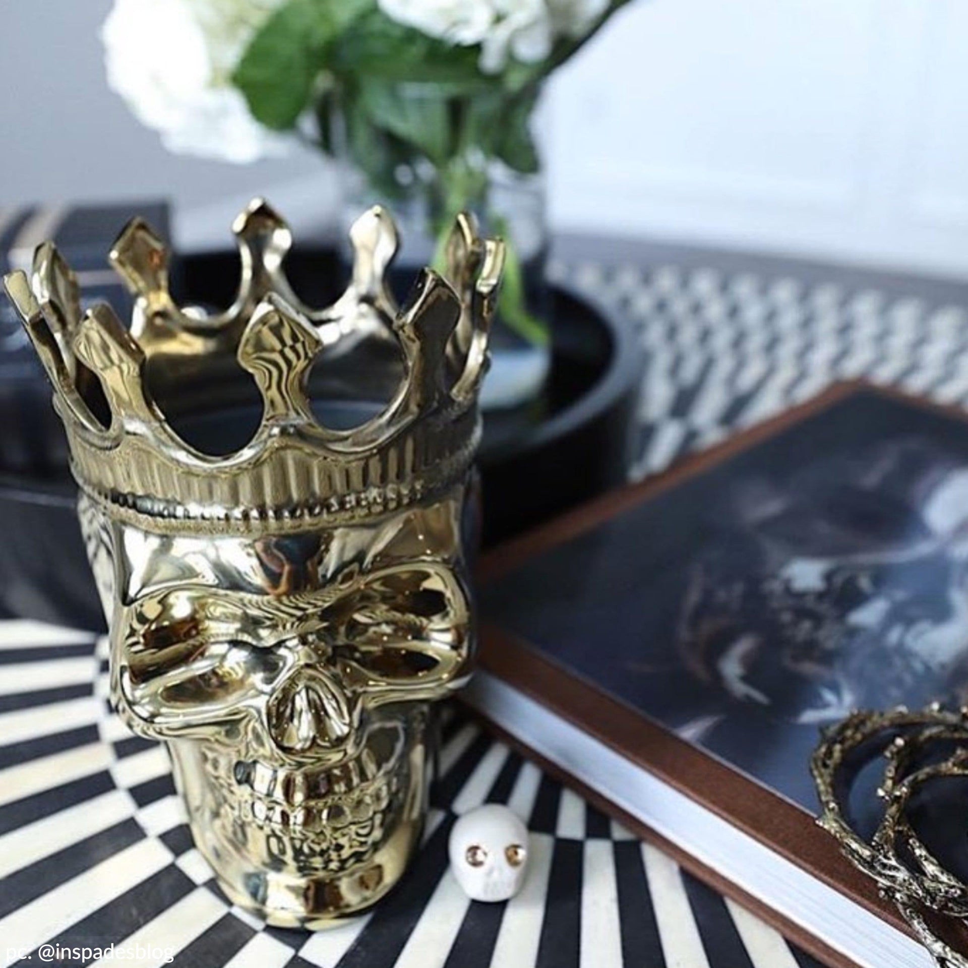 Gold Bonaparte Skull in Wood Charnel