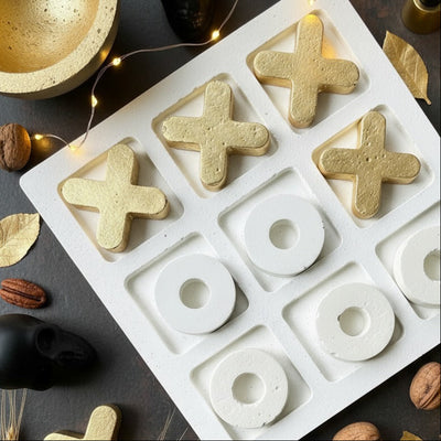Concrete XO Game – Gold & White