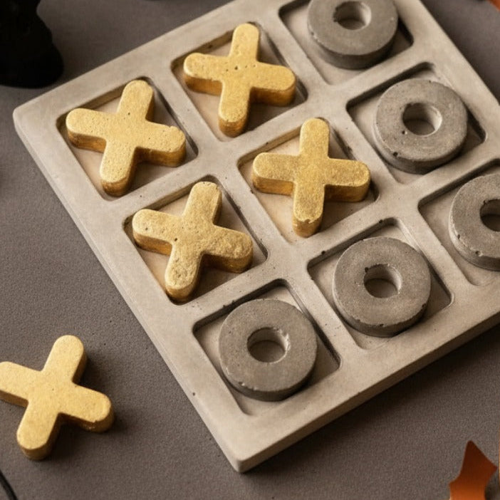Concrete XO Game – Gold & Grey