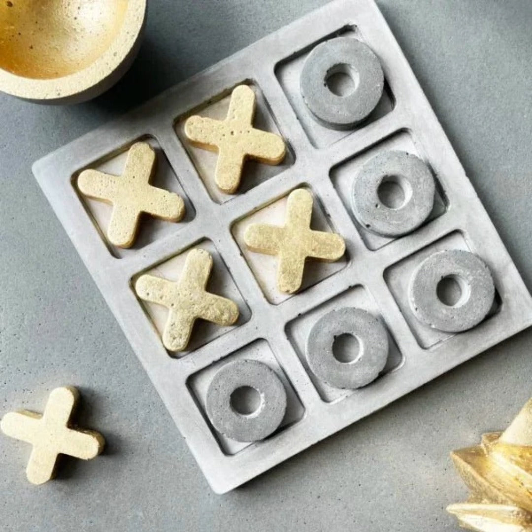 Concrete XO Game – Gold & Grey