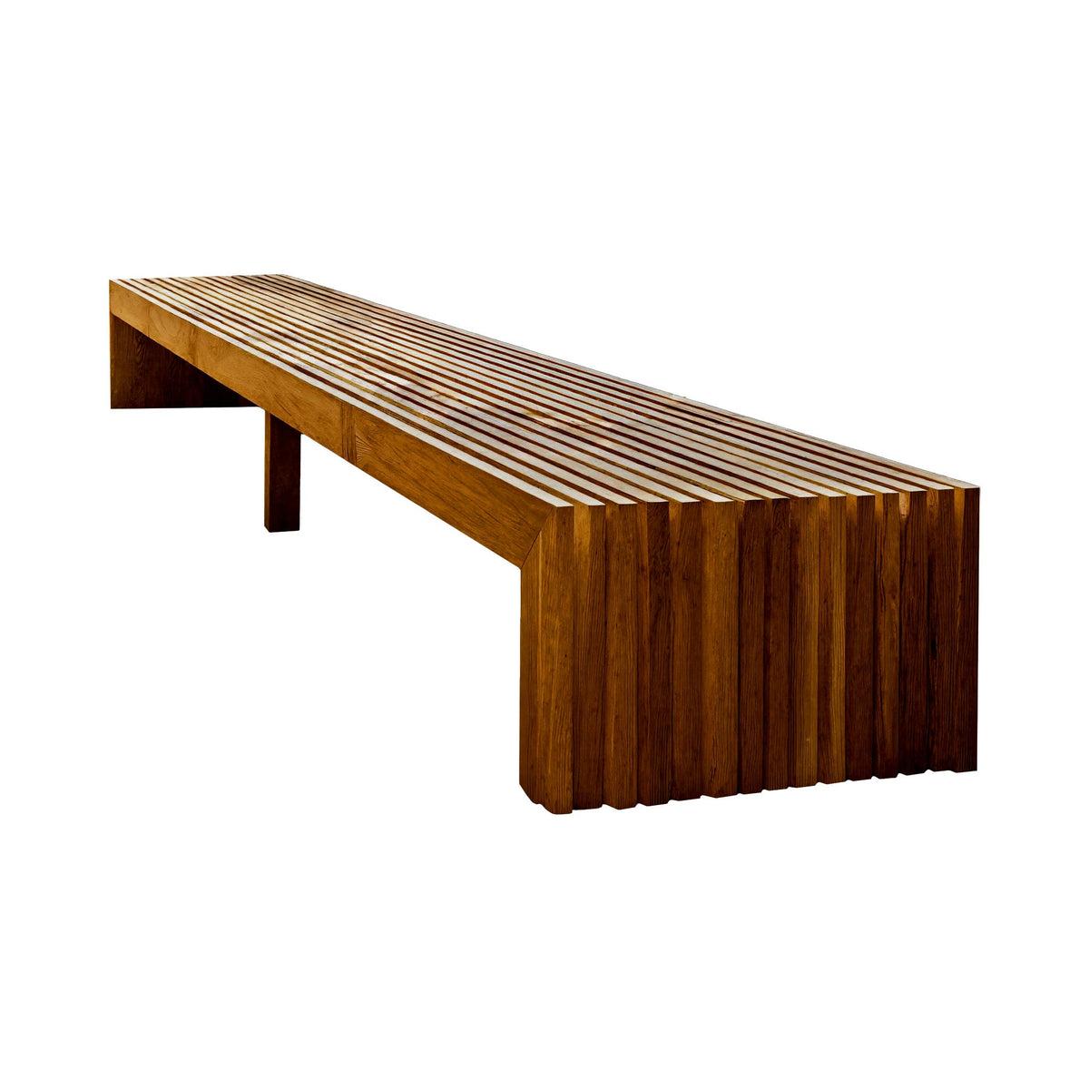 Tide Slat Solid Wood Outdoor Bench