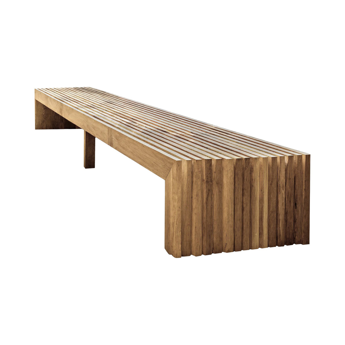 Tide Slat Solid Wood Outdoor Bench