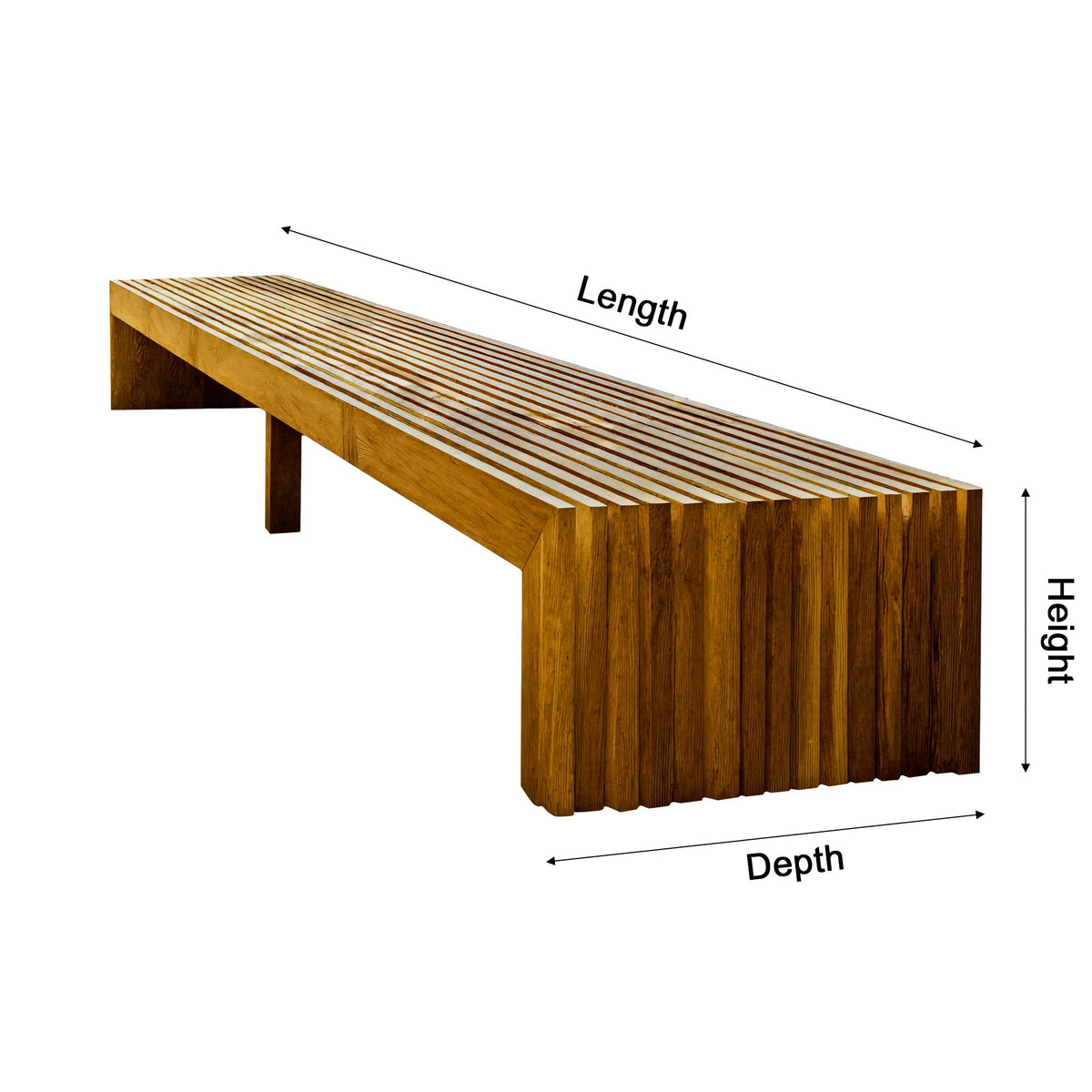 Tide Slat Solid Wood Outdoor Bench