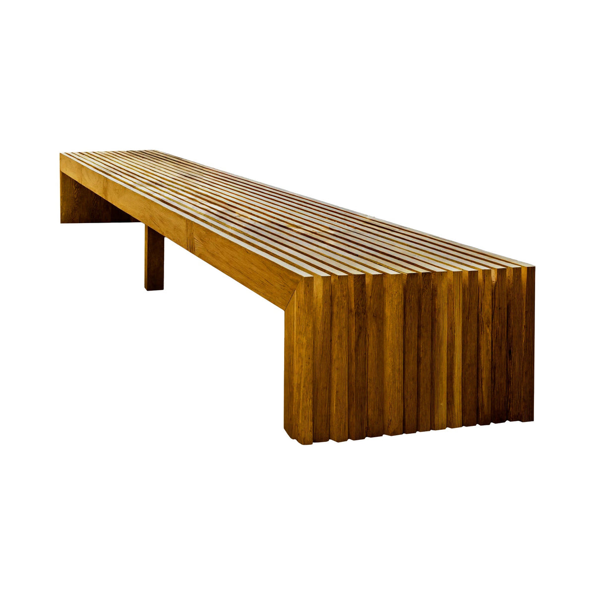 Tide Slat Solid Wood Outdoor Bench