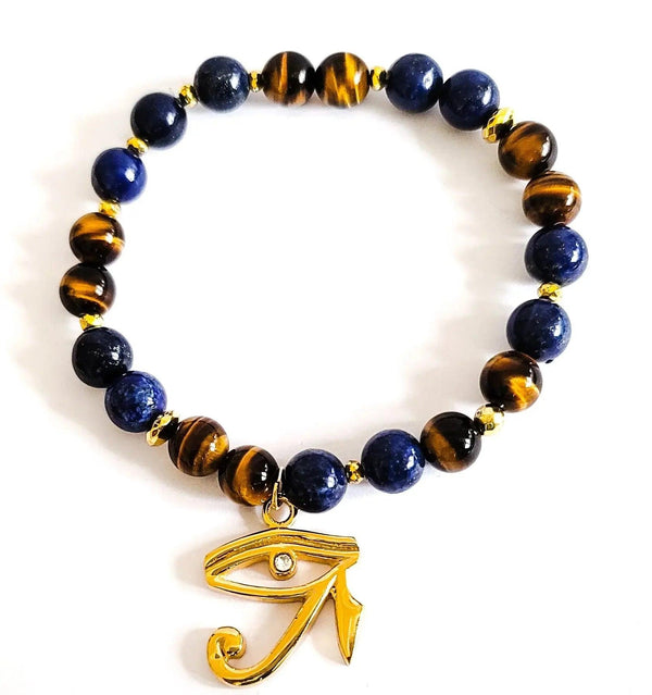Tiger Eye and Lapis Lazuli Evil Eye Bracelet - Gifts for You 'n Me