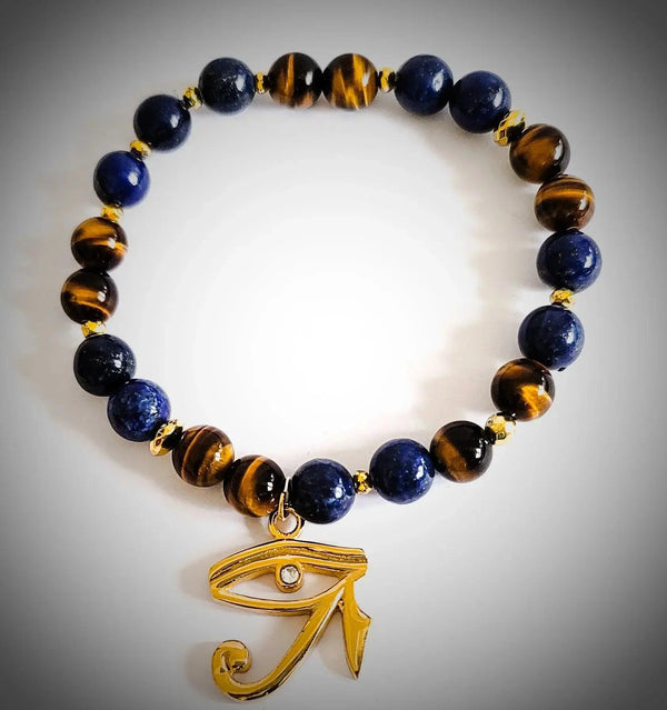 Tiger Eye and Lapis Lazuli Evil Eye Bracelet - Gifts for You 'n Me