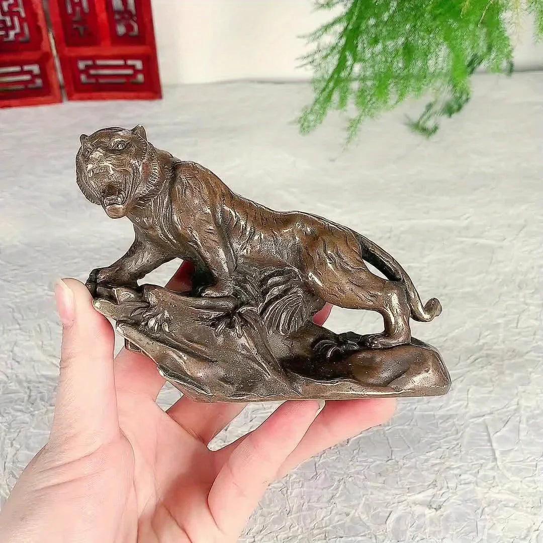 Tiger Figurine - Climbing Brass