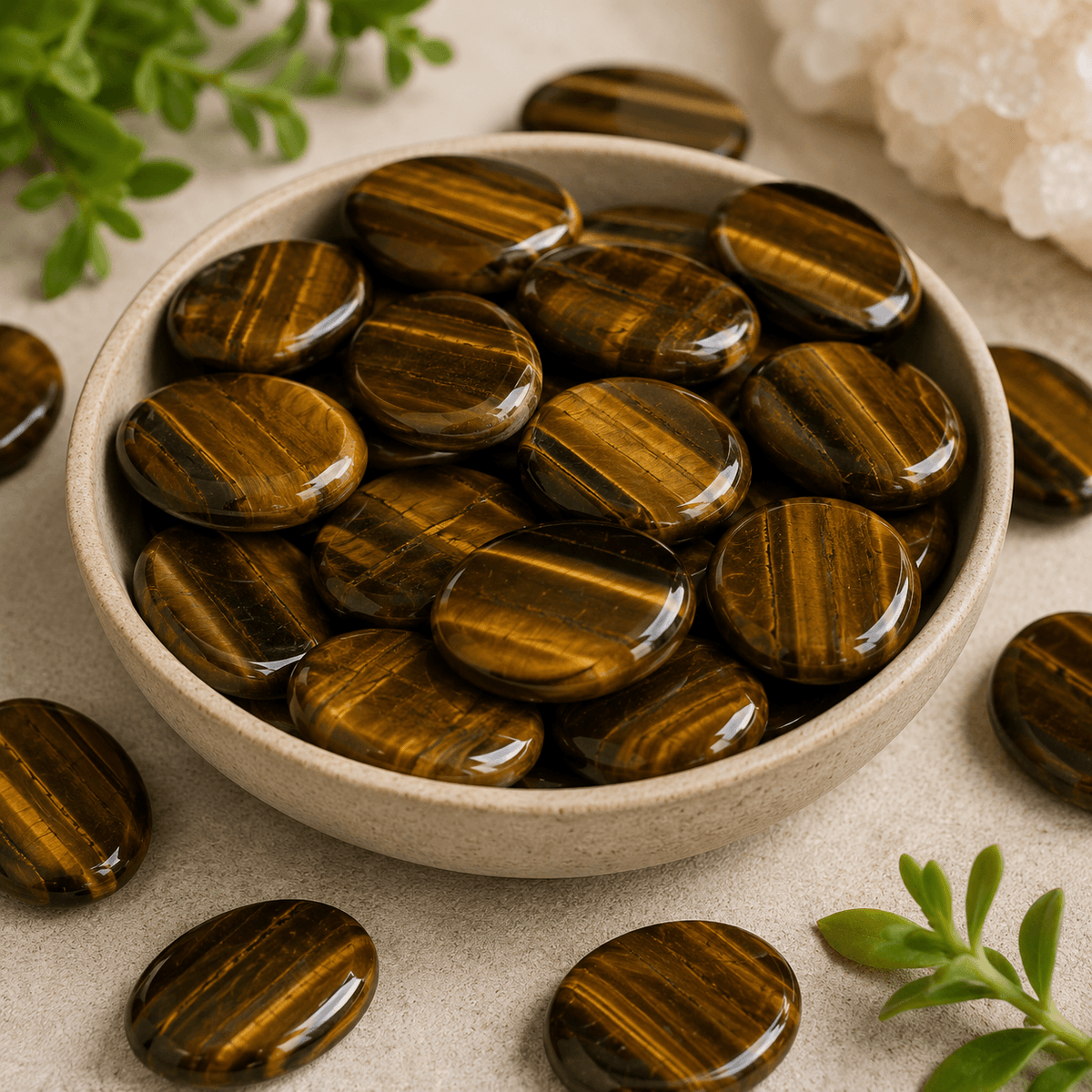 Tiger Eye Pocket Stones (Longevity & Protection)