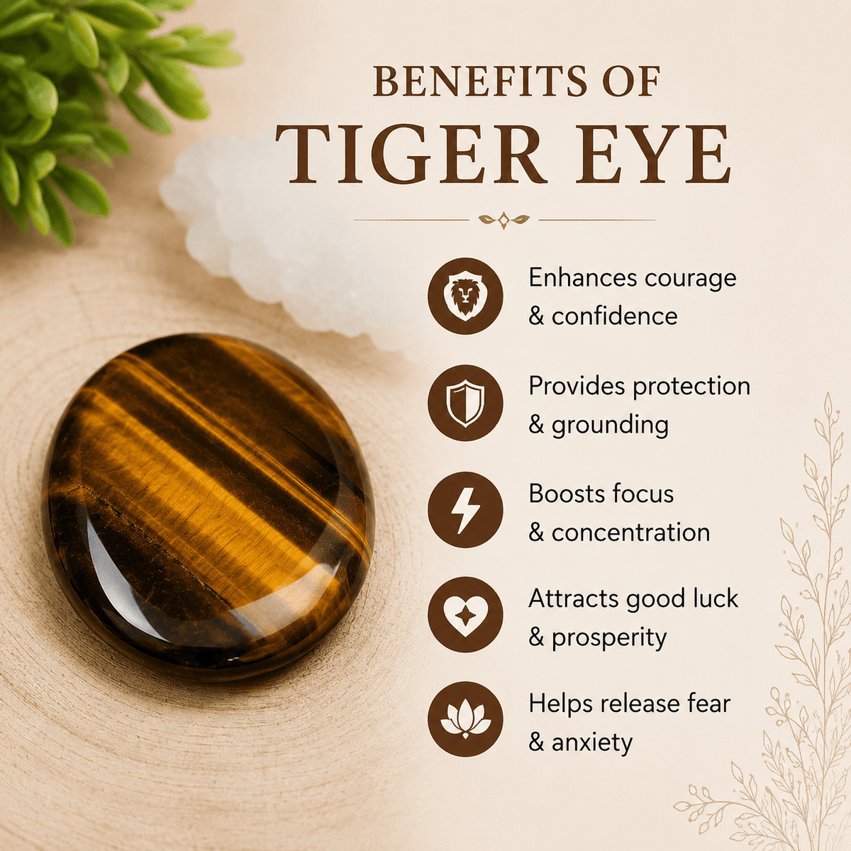 Tiger Eye Pocket Stones (Longevity & Protection)