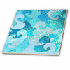 3dRose Uta Naumann Faux Glitter Pattern - Trendy Mermaid Waves Sparkle Blue Ocean Faux Glitter Pattern - Tiles (ct_266850) - 4 Inch Ceramic Tile