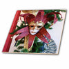 3dRose Florene Vintage - Red and Gold Vintage Mardi Gras Mask - Tiles (ct_37256) - 4 Inch Ceramic Tile