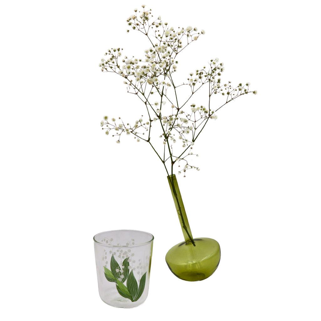 Tilted Sage Glass Bud Vases – Pair