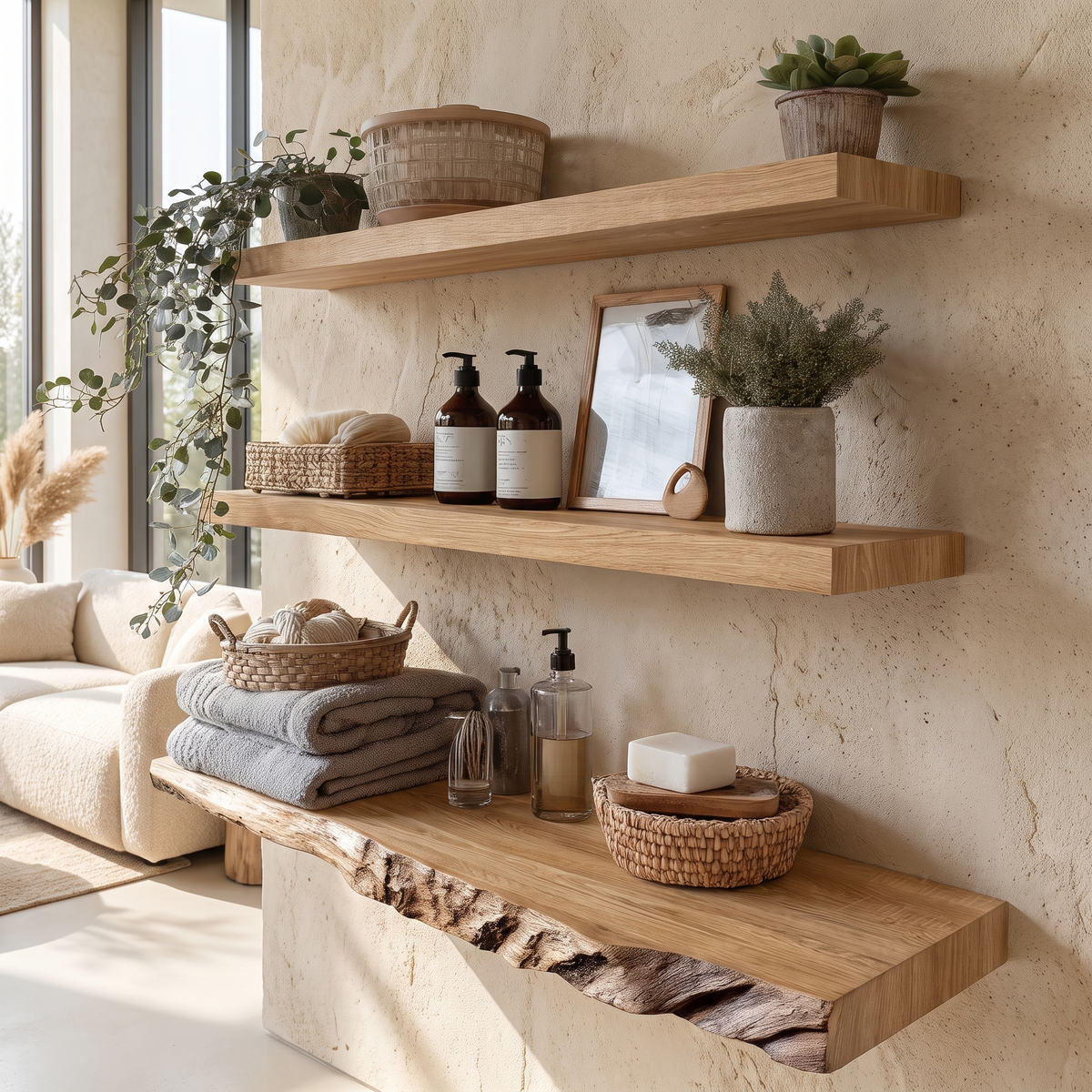 Driftedge Live Edge Solid Wood Floating Shelf