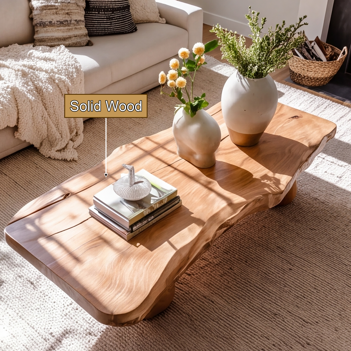 Organic Modern Solid Wood Coffee Table