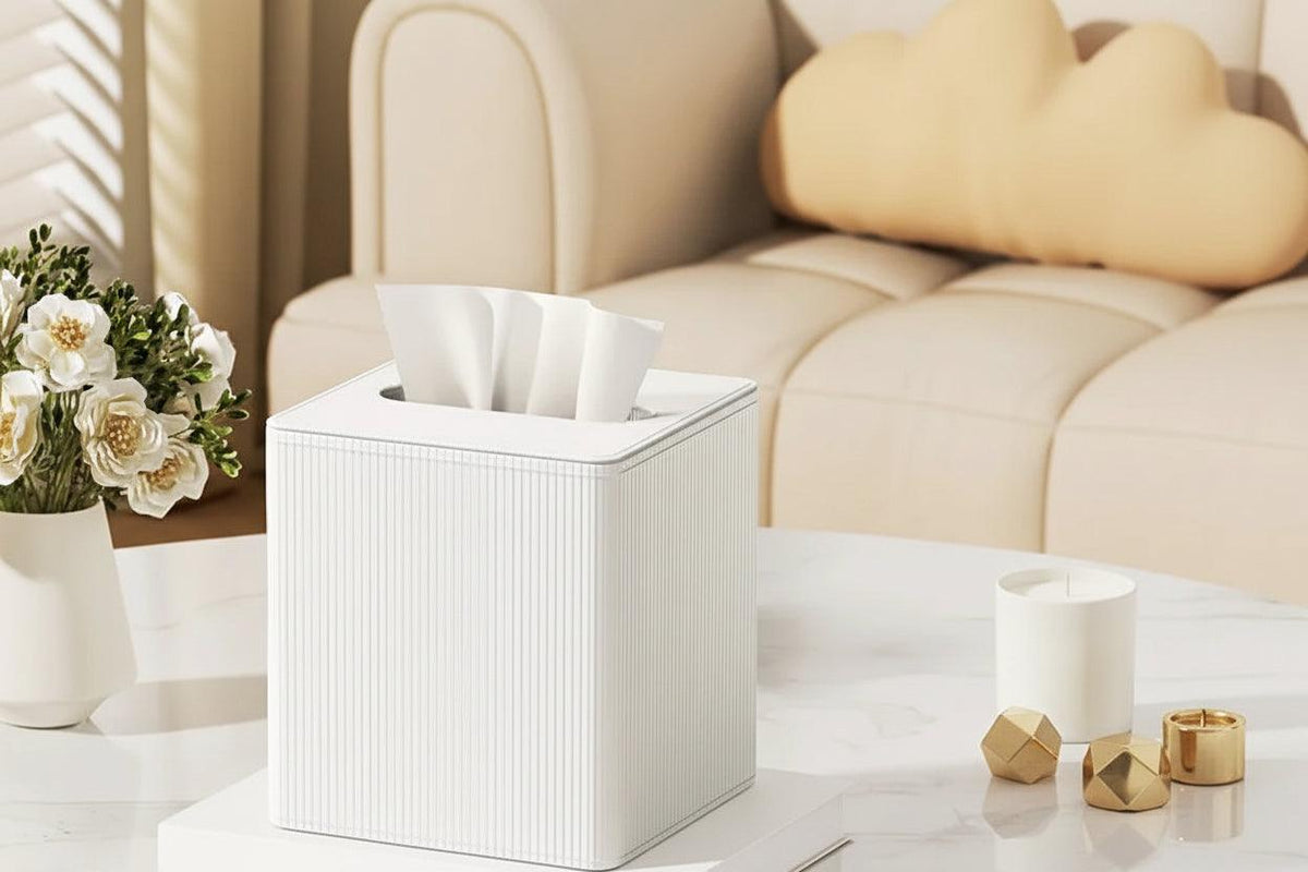 Tissue Box - Decorative Faux Leather Square