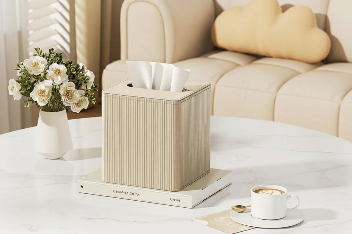 Tissue Box - Decorative Faux Leather Square