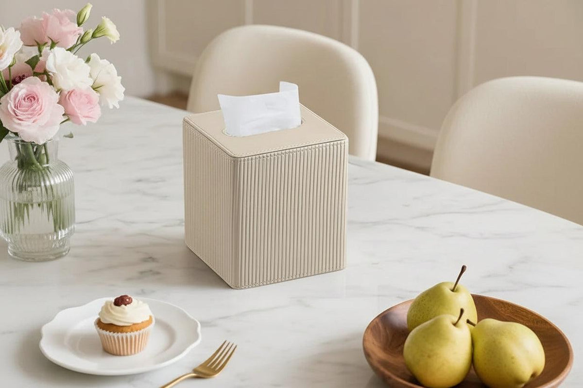 Tissue Box - Decorative Faux Leather Square