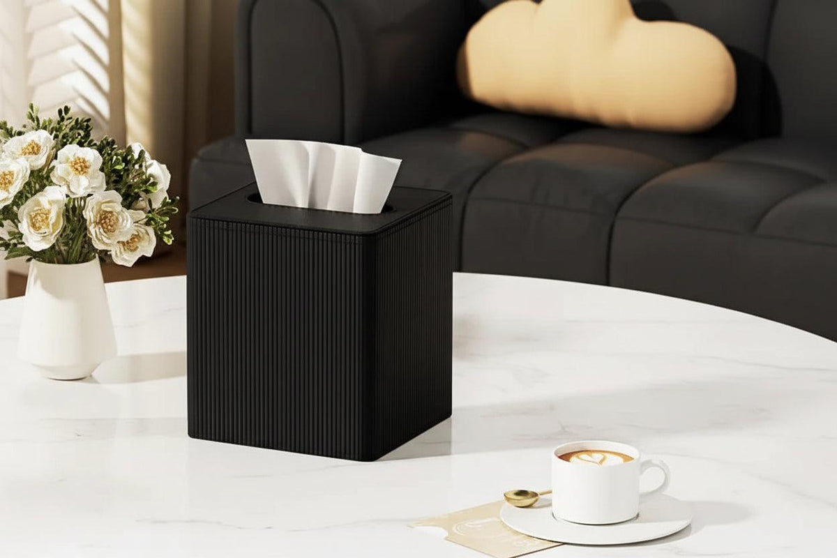 Tissue Box - Decorative Faux Leather Square