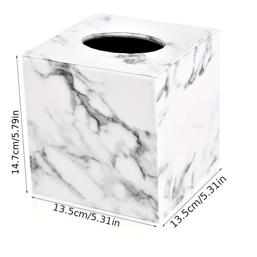 Tissue Box Holder - Elegant Marble Leather