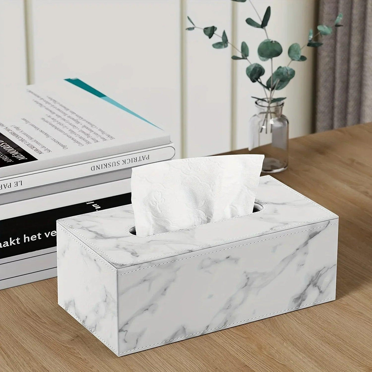 Tissue Box - Marble White Rectangular