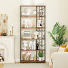 6-Tier Bookshelf Modern Geometric Bookcase with Heavy-duty Metal Frame and Anti-tipping Kits-Rustic Brown