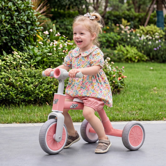 Toddler Convertible Trike with 86° Limited Steering Angle and Carbon Steel Frame-Pink