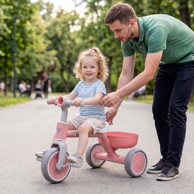Toddler Convertible Trike with 86° Limited Steering Angle and Carbon Steel Frame-Pink