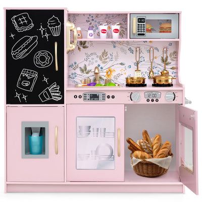 Toddler Pretend Play Kitchen for Boys and Girls 3-6 Years Old-Light Pink