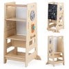 Toddler Standing Tower with Adjustable Height and Blackboard-Natural