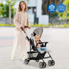 Toddler Travel Stroller for Airplane with Canopy and Adjustable Backrest-Gray