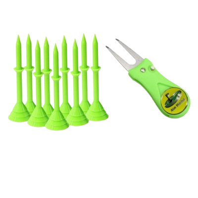 Divot Tool, Ball Marker and Big Cup Tees by Aim Master. Pack of 10