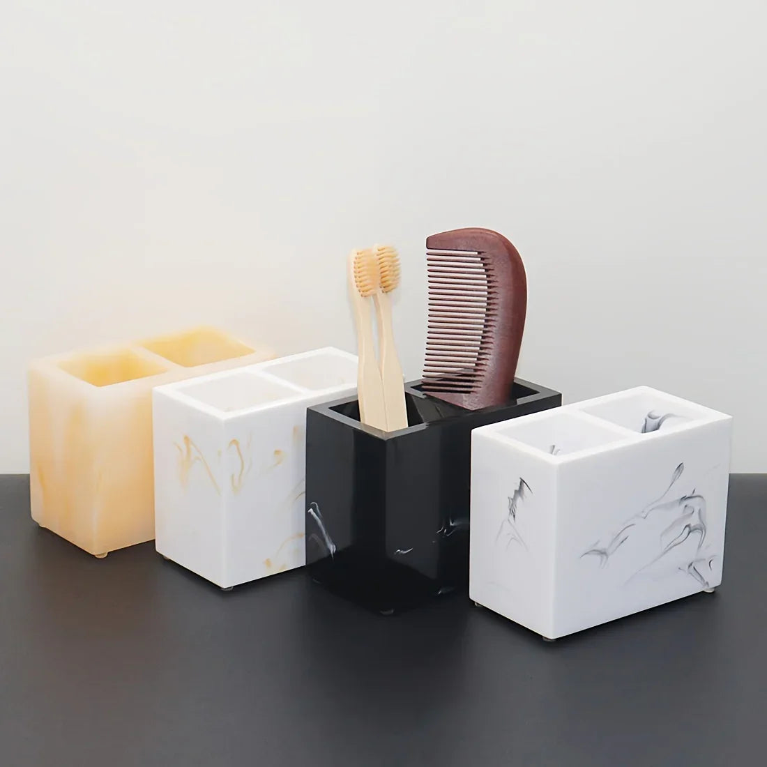Toothbrush Holders for Bathroom, 2 Slots Toothbrush Holder, Freestanding Countertop Bathroom Organizer, Multifunctional Toothbrush Toothpaste Storage Rack, Bathroom Accessories, Decor