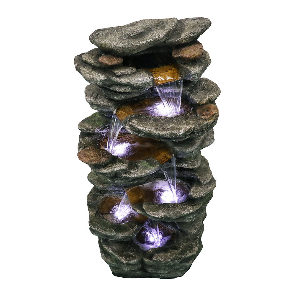 Resin Flagstone Outdoor Water Fountain with Moss 40 in