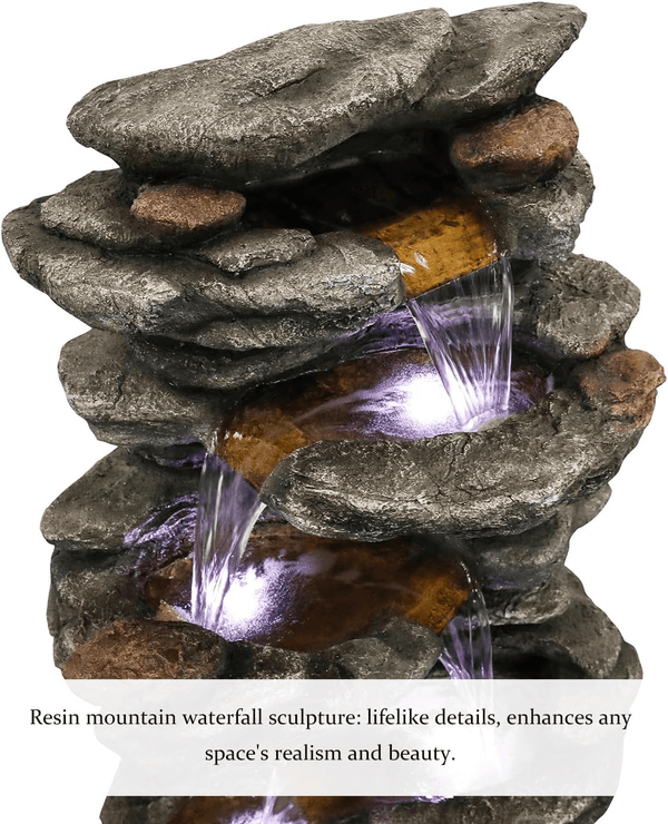 Resin Flagstone Outdoor Water Fountain with Moss 40 in